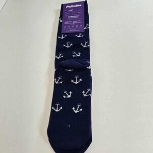 MeUndies Anchor Print Crew Socks Supima Cotton Blend Large US W 11-14‎